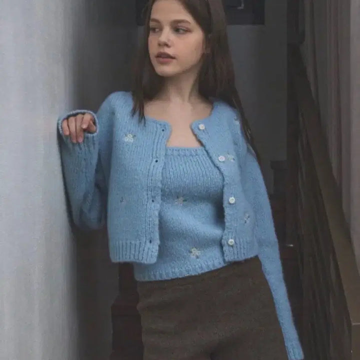 [BUNJANG] Without Summer Blue Angora Cardigan / 위드아웃썸머 가디건 블루