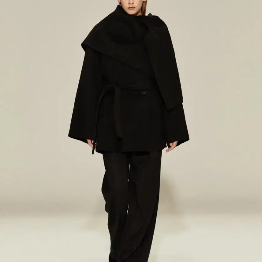 [BUNJANG] Ridifi Cape Belt Coat / Ridifi 블랙 케이프벨트 코트 울 100%