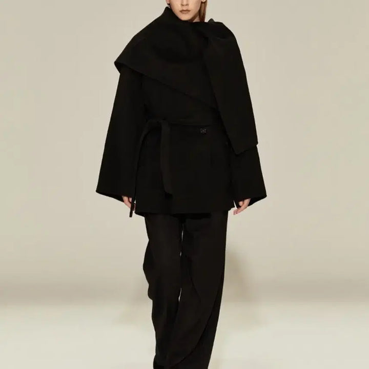 [BUNJANG] Ridifi Cape Belt Coat / Ridifi 블랙 케이프벨트 코트 울 100%