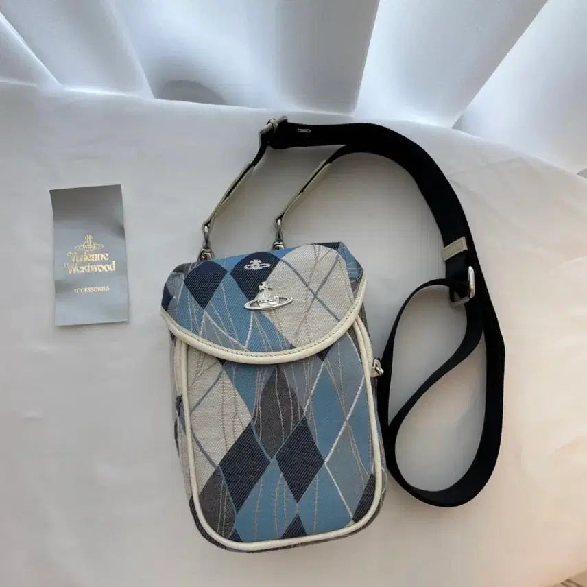 [BUNJANG] Vivienne Westwood Argyle Mini Crossbody Bag / (19.0)비비안웨스트우드 블루 아가일 미니 멀티 크로스백