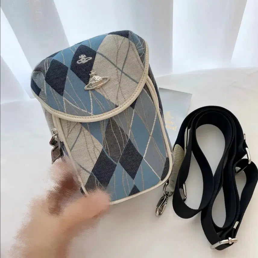 [BUNJANG] Vivienne Westwood Argyle Mini Crossbody Bag / (19.0)비비안웨스트우드 블루 아가일 미니 멀티 크로스백