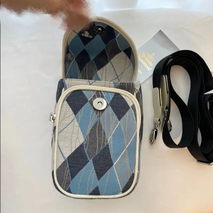 [BUNJANG] Vivienne Westwood Argyle Mini Crossbody Bag / (19.0)비비안웨스트우드 블루 아가일 미니 멀티 크로스백