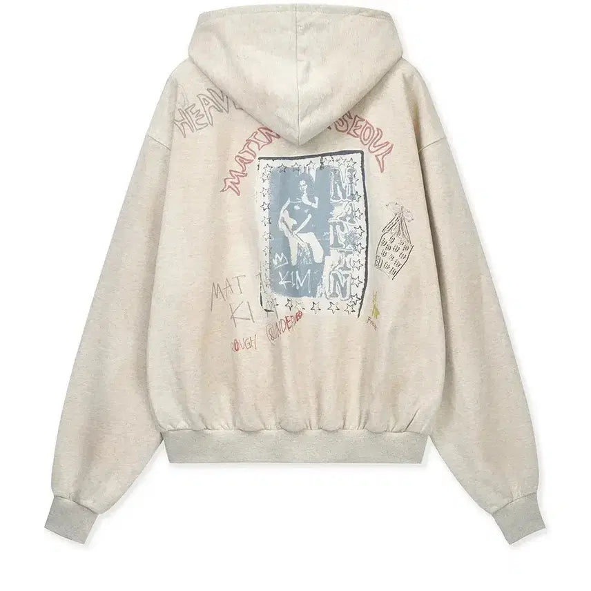[BUNJANG] Martin Kim Washed Graffiti Hoodie Zip-up / (구해요) 마틴킴 빈티지 워시드 그라피티 후드집업 인 베이지