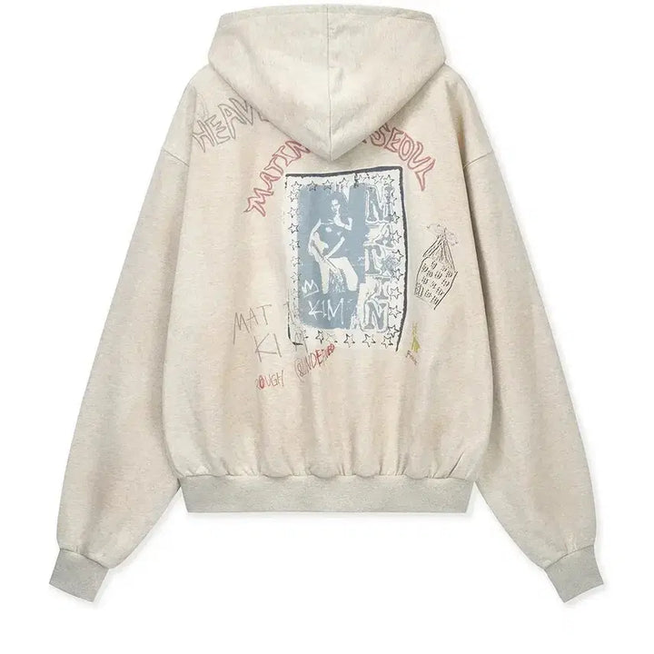 [BUNJANG] Martin Kim Washed Graffiti Hoodie Zip-up / (구해요) 마틴킴 빈티지 워시드 그라피티 후드집업 인 베이지