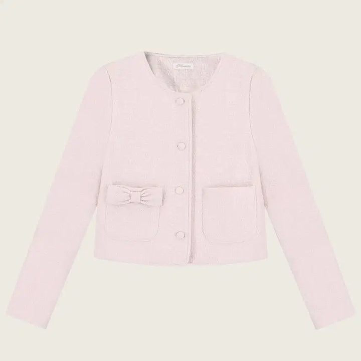 [BUNJANG] Clissier Candy Ribbon Pink Tweed Jacket / 클리시어 캔디 리본 핑크 트위드자켓