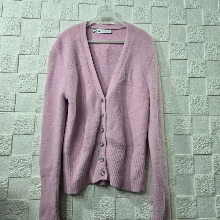 [BUNJANG] ZARA 66 Pink Cubic Cardigan / 자라  66  큐빅 핑크색 가디건  간절기