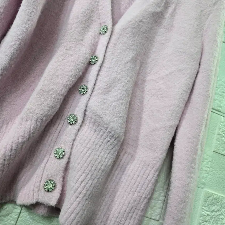 [BUNJANG] ZARA 66 Pink Cubic Cardigan / 자라  66  큐빅 핑크색 가디건  간절기