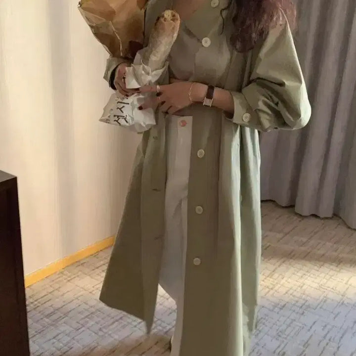 [BUNJANG] Free Love Mint Trench Coat / 프리러브 트렌치코트 민트