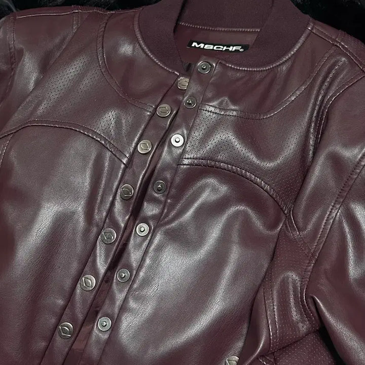 [BUNJANG] Mischief Leather Bomber Jacket Burgundy / 미스치프 레더 봄버 자켓 버건디 버튼업/ 보헤미안서울