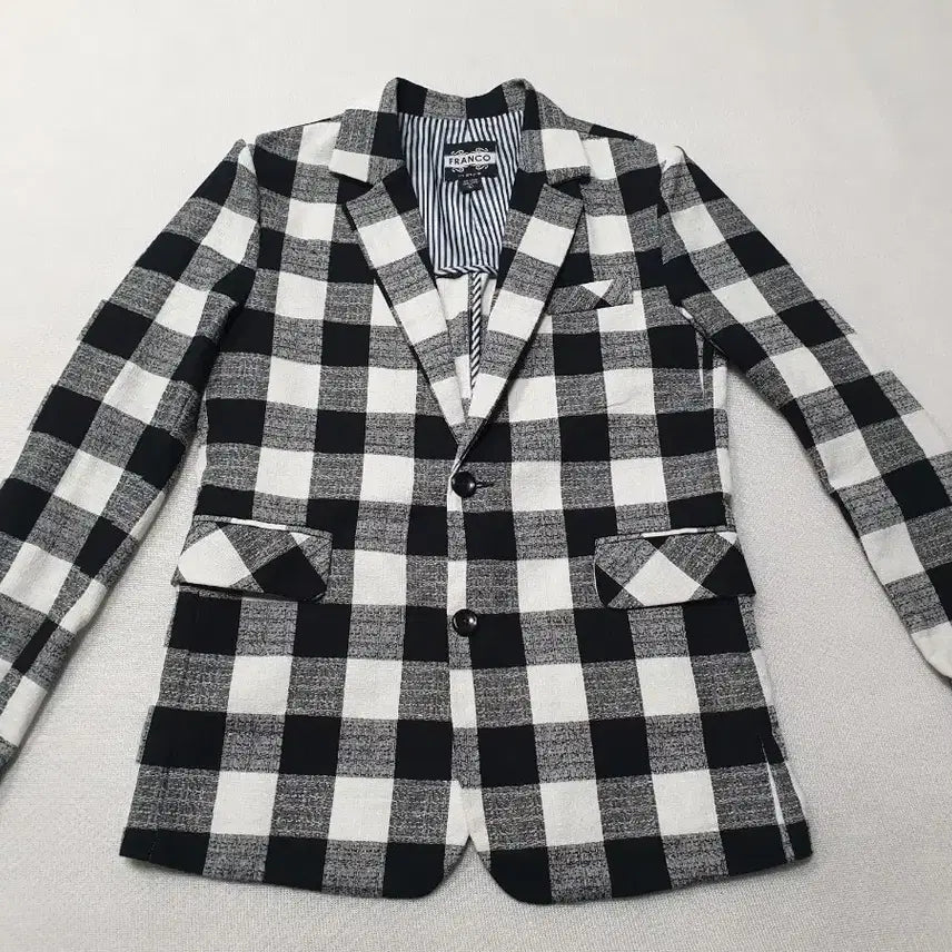 [BUNJANG] Franko Checkered Casual Jacket Black/White 95 / 프랭코 체크 캐주얼 자켓 블랙/화이트 95