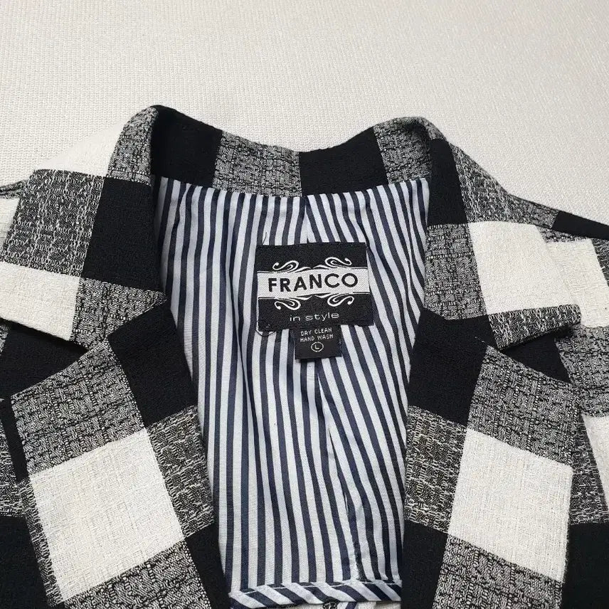 [BUNJANG] Franco Check Casual Jacket Black/White Size 95 / 프랭코 체크 캐주얼 자켓 블랙/화이트 95
