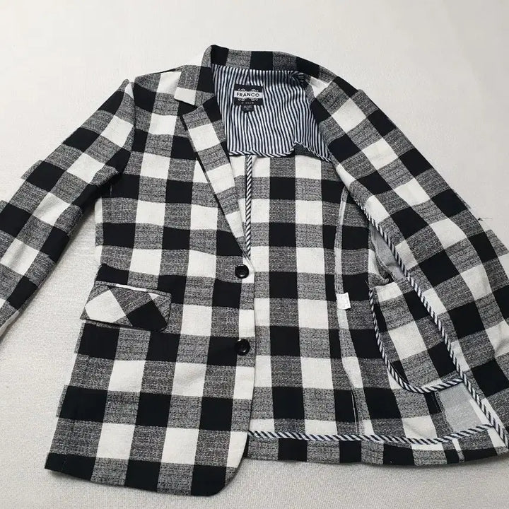 [BUNJANG] Franko Checkered Casual Jacket Black/White 95 / 프랭코 체크 캐주얼 자켓 블랙/화이트 95