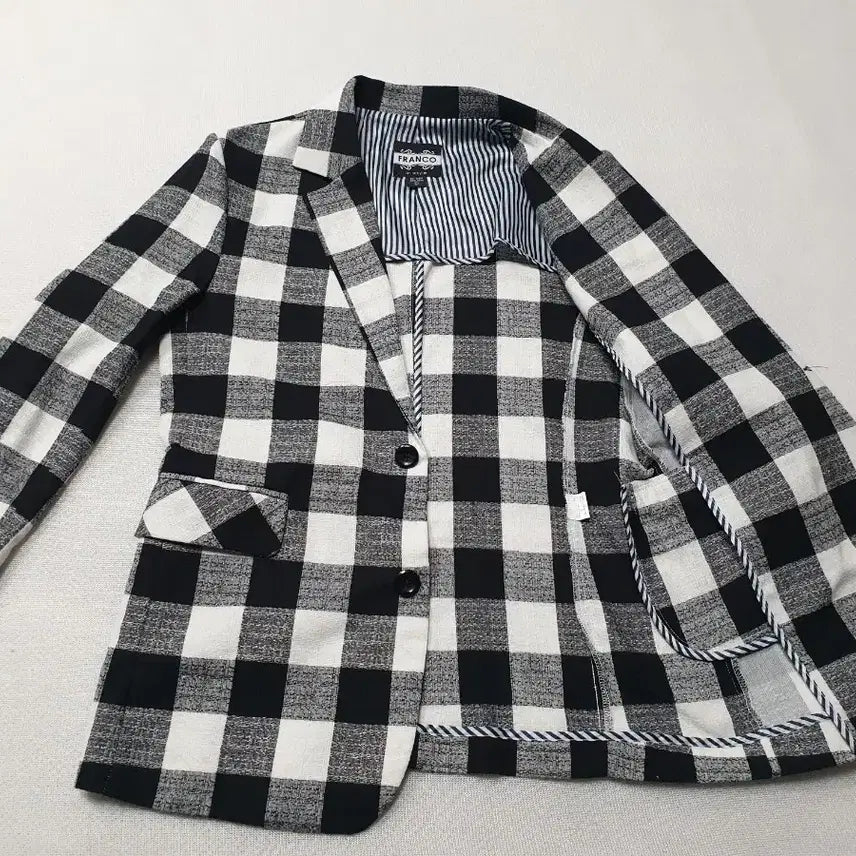 [BUNJANG] Franco Check Casual Jacket Black/White Size 95 / 프랭코 체크 캐주얼 자켓 블랙/화이트 95
