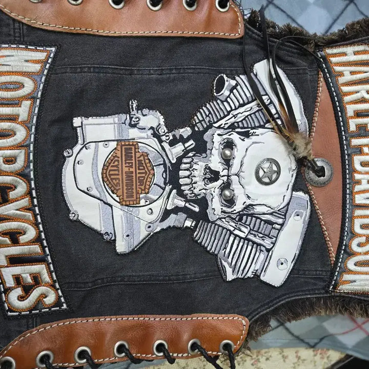 [BUNJANG] Harley-Davidson Denim Biker Vest / 할리데이비슨 데님 바이커 베스트 조끼