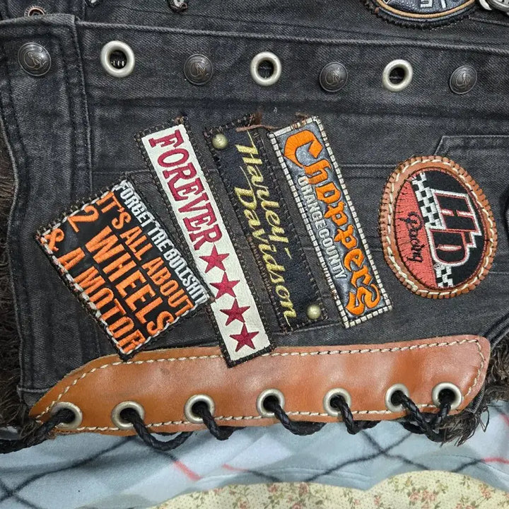 [BUNJANG] Harley-Davidson Denim Biker Vest / 할리데이비슨 데님 바이커 베스트 조끼