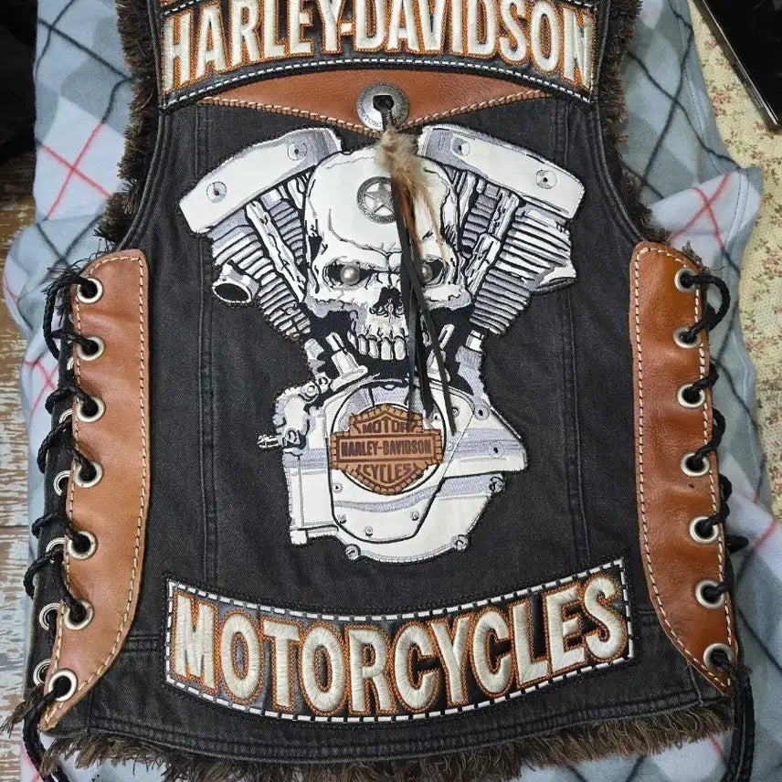 [BUNJANG] Harley-Davidson Denim Biker Vest / 할리데이비슨 데님 바이커 베스트 조끼