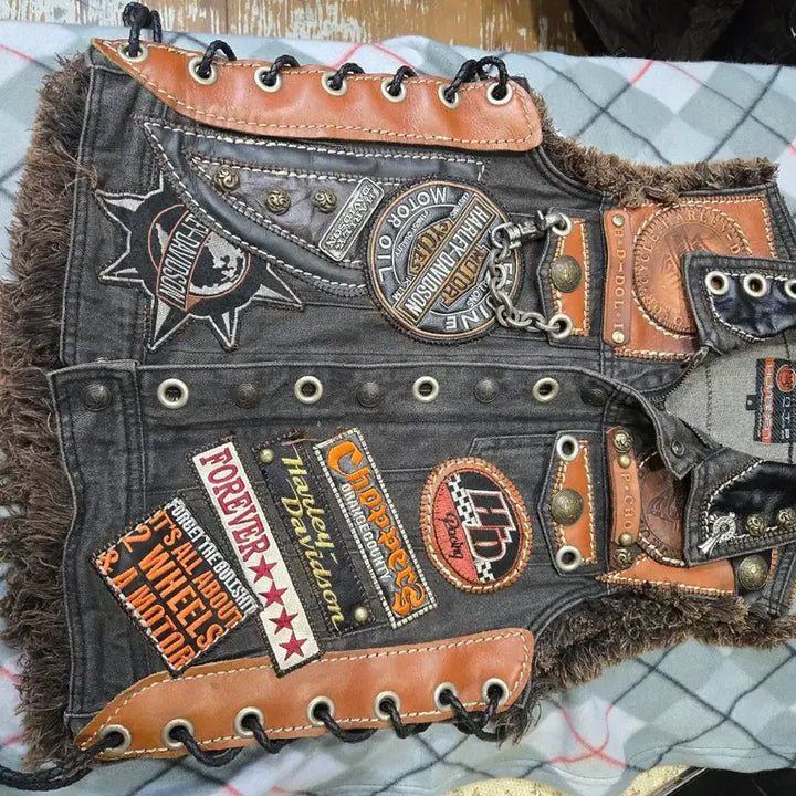 [BUNJANG] Harley-Davidson Denim Biker Vest / 할리데이비슨 데님 바이커 베스트 조끼