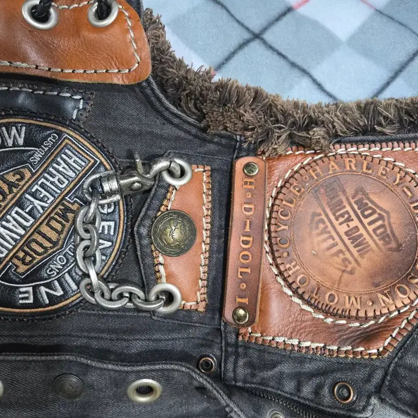 [BUNJANG] Harley-Davidson Denim Biker Vest / 할리데이비슨 데님 바이커 베스트 조끼