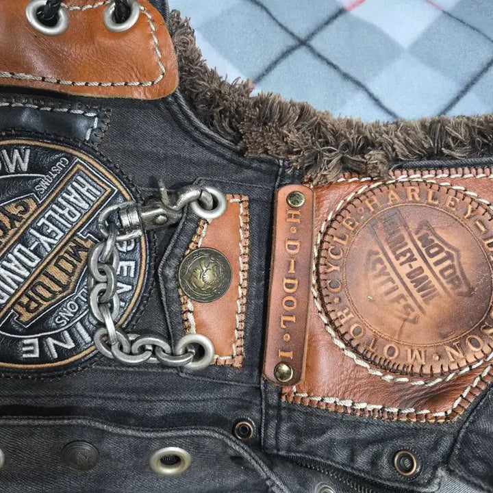 [BUNJANG] Harley-Davidson Denim Biker Vest / 할리데이비슨 데님 바이커 베스트 조끼