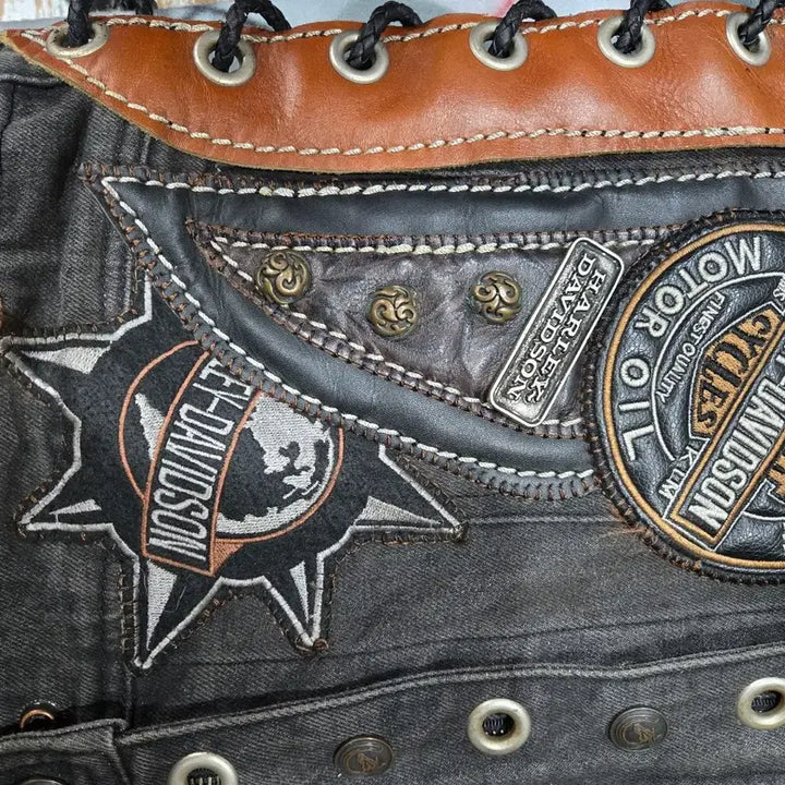 [BUNJANG] Harley-Davidson Denim Biker Vest / 할리데이비슨 데님 바이커 베스트 조끼