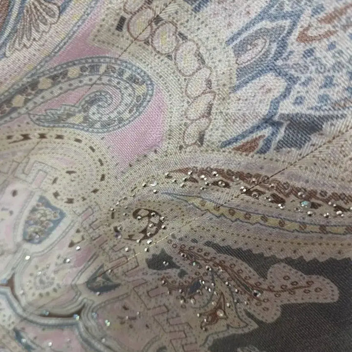 [BUNJANG] Renoma Paisley Pattern Silk Scarf / 페이즐리 패턴 스톤 장식 레노마 실크