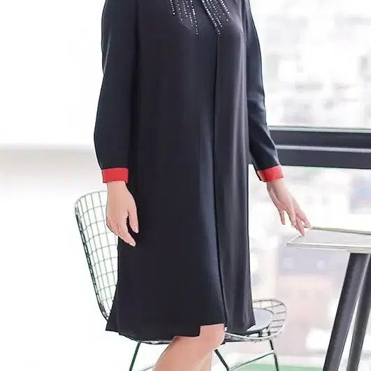 [BUNJANG] Lee Heon Young Chiffon Dress / 이헌영 핫픽스장식 쉬폰 겹 다이마루원피스 77