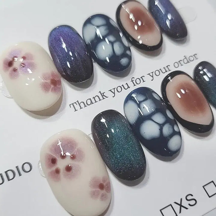 [BUNJANG] Handmade Nail Tip (Floral/Marble) / 핸드메이드 네일팁 (꽃/마블)