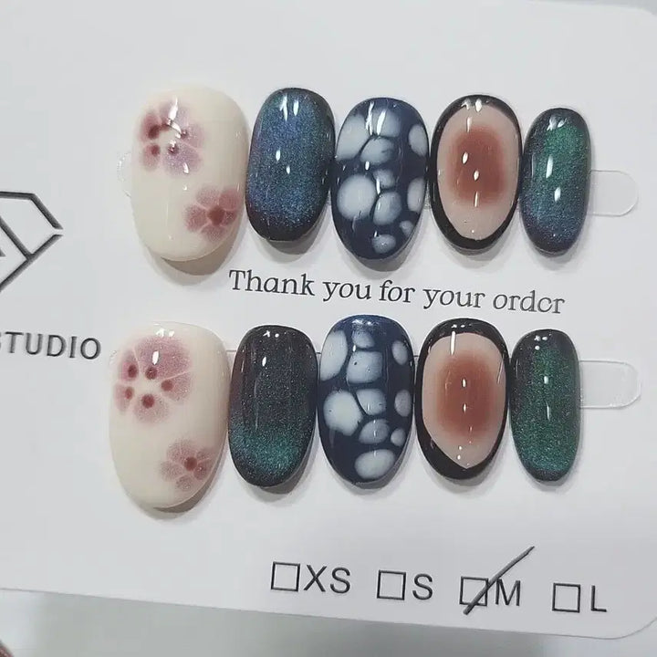 [BUNJANG] Handmade Nail Tip (Floral/Marble) / 핸드메이드 네일팁 (꽃/마블)
