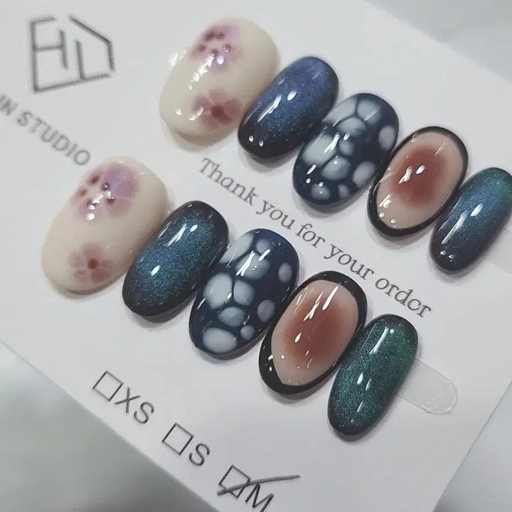 [BUNJANG] Handmade Nail Tip (Floral/Marble) / 핸드메이드 네일팁 (꽃/마블)