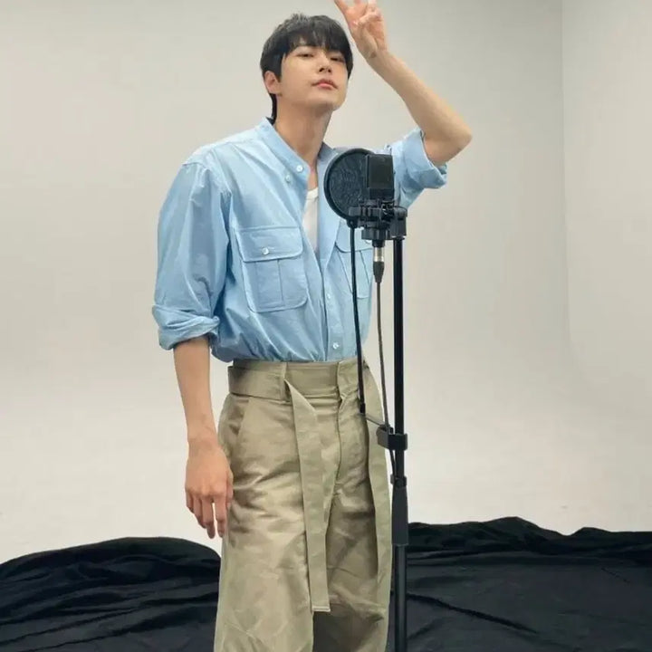 [BUNJANG] RECTO Fabio China Collar Shirt Sky Blue / [M]렉토 파비오 차이나 카라 셔츠 스카이블루