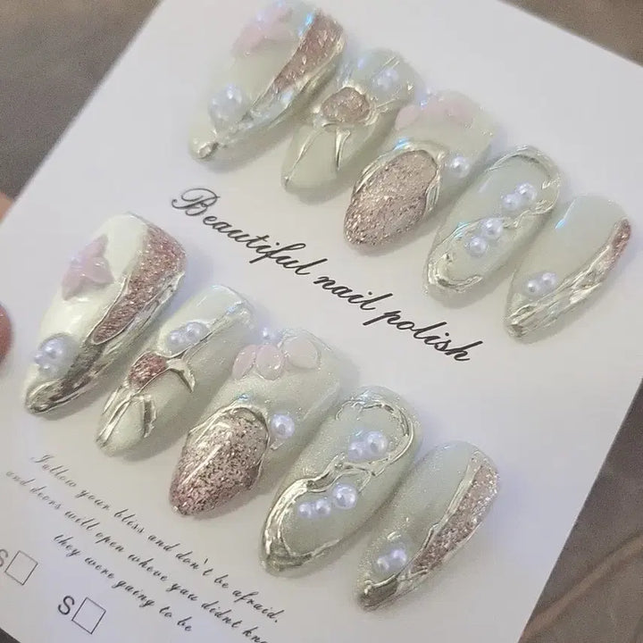 [BUNJANG] Pearl Embellished Nail Tips / 파츠 진주 네일팁