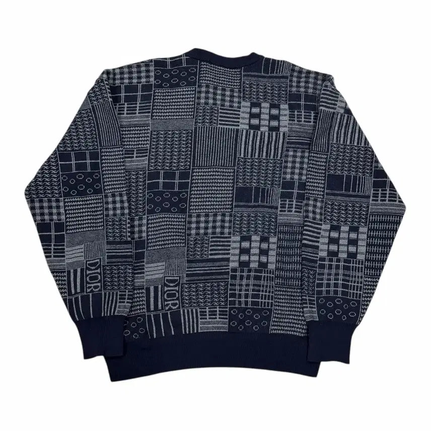 [BUNJANG] Christian Dior Multi-Check Patchwork Knit Navy XL / 90s 크리스찬 디올 멀티체크 패치워크 니트 네이비 XL