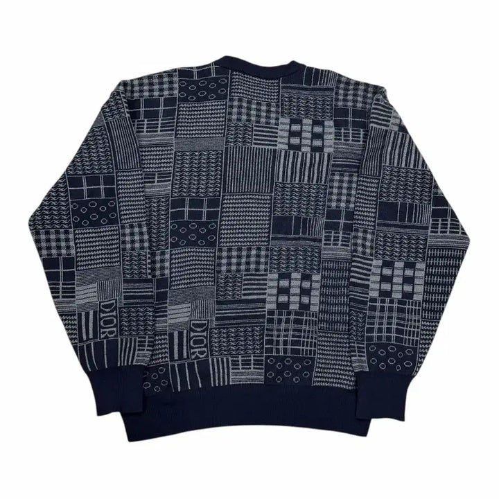 [BUNJANG] Christian Dior Multi-Check Patchwork Knit Navy XL / 90s 크리스찬 디올 멀티체크 패치워크 니트 네이비 XL