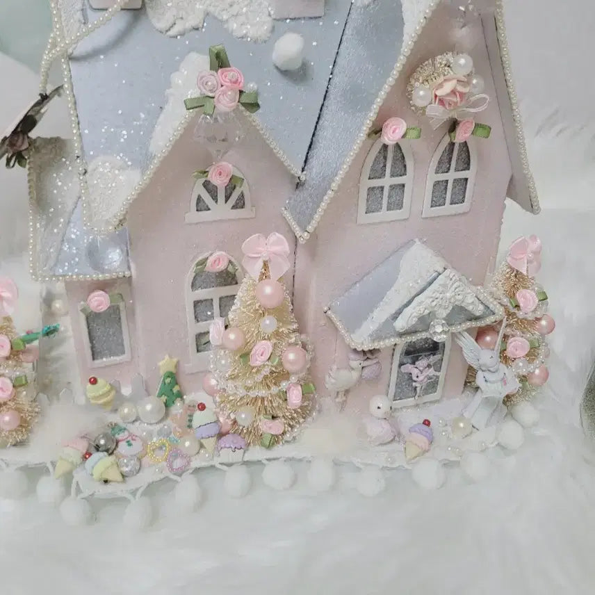 [BUNJANG] Pink Christmas House Ornament / 핑크 크리스마스 하우스 장식 소품