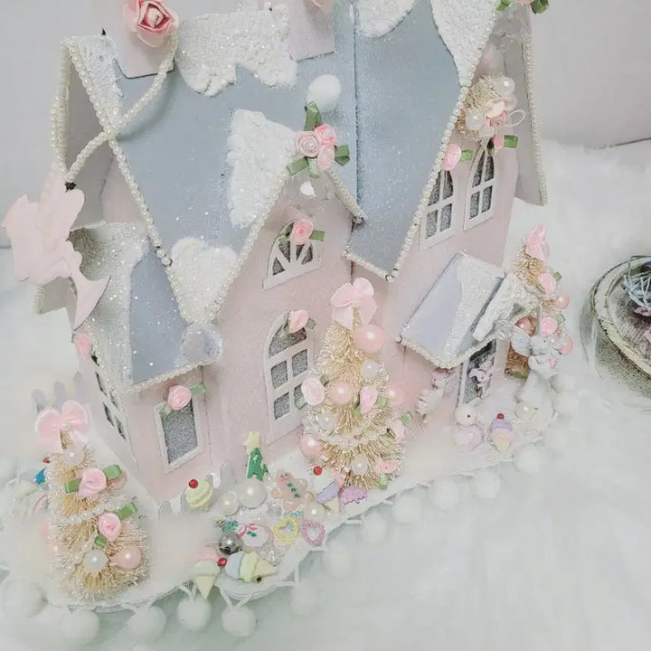 [BUNJANG] Pink Christmas House Ornament / 핑크 크리스마스 하우스 장식 소품