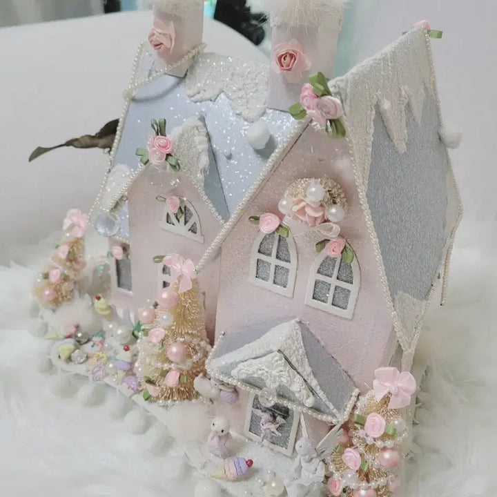 [BUNJANG] Pink Christmas House Ornament / 핑크 크리스마스 하우스 장식 소품