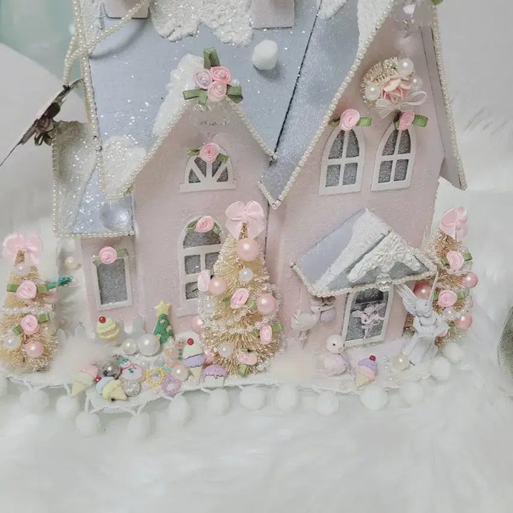 [BUNJANG] Pink Christmas House Ornament / 핑크 크리스마스 하우스 장식 소품