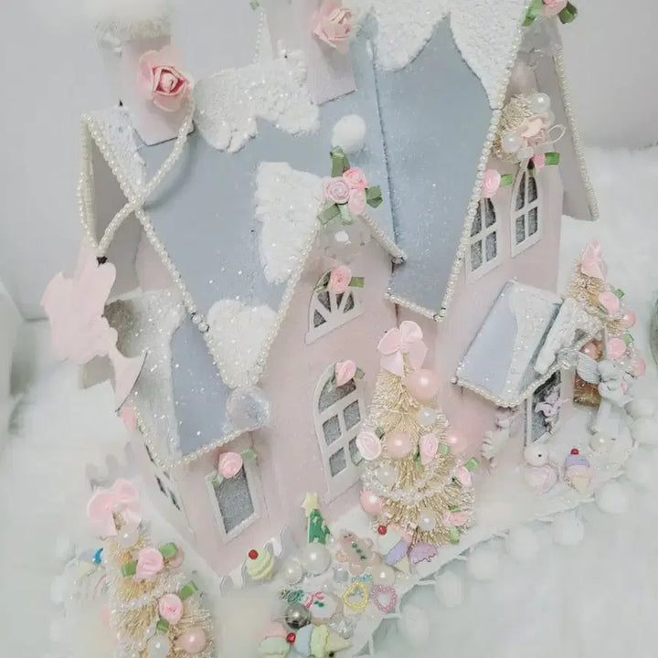 [BUNJANG] Pink Christmas House Ornament / 핑크 크리스마스 하우스 장식 소품