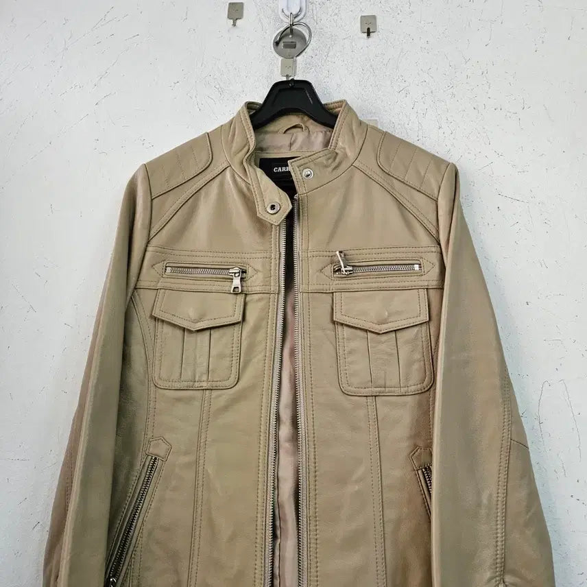 [BUNJANG] CARRERA Lambskin Leather Jacket Beige / CARRERA 양가죽 자켓 베이지