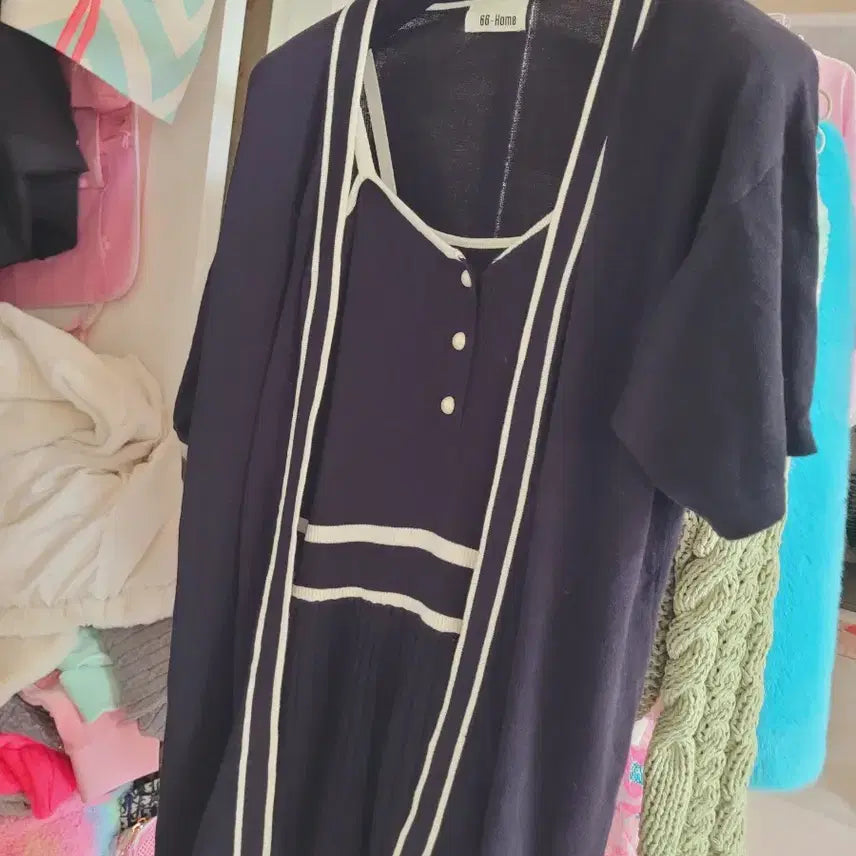 [BUNJANG] Black Knit Sleeveless Dress Set / 블랙 니트 민소매 원피스셋트