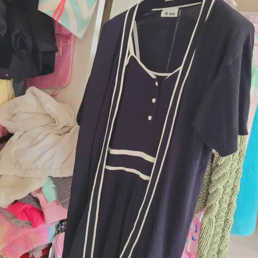 [BUNJANG] Black Knit Sleeveless Dress Set / 블랙 니트 민소매 원피스셋트