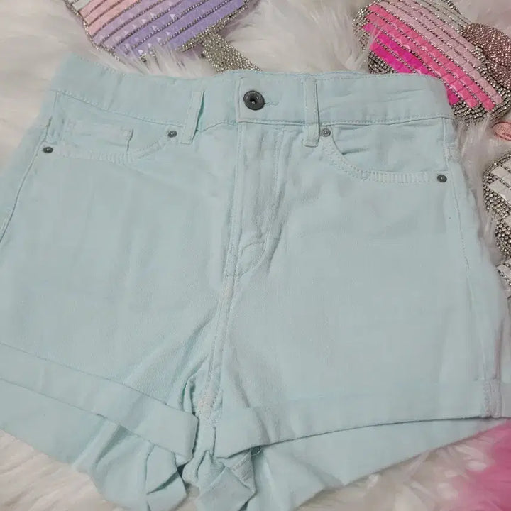 [BUNJANG] Mint Roll-Up Denim Shorts / 민트반바지 롤업 숏팬츠