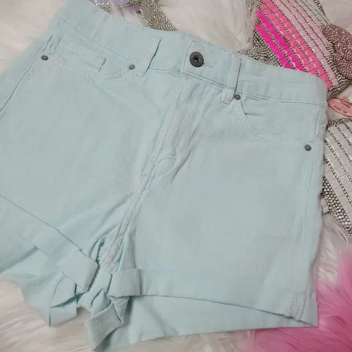 [BUNJANG] Mint Roll-Up Denim Shorts / 민트반바지 롤업 숏팬츠
