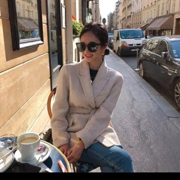 [BUNJANG] Tailored Half Coat - Ivory / 테일러드 하프코트