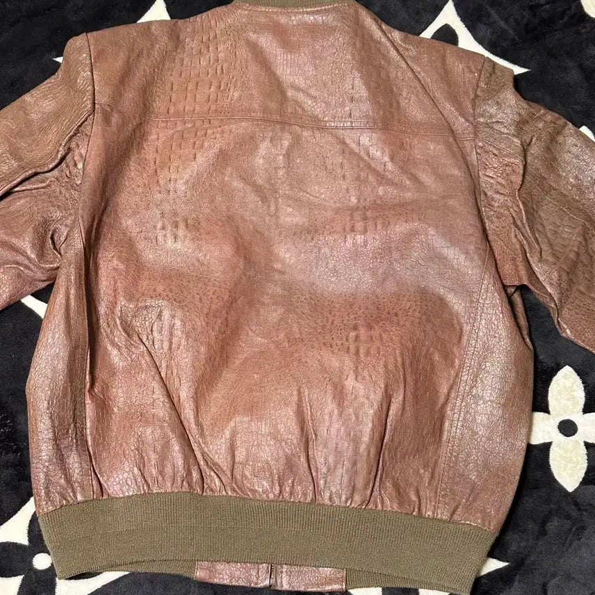 [BUNJANG] Real Crocodile Leather Varsity Jacket / 남성 악어가죽자켓 리얼레더 바시티자켓