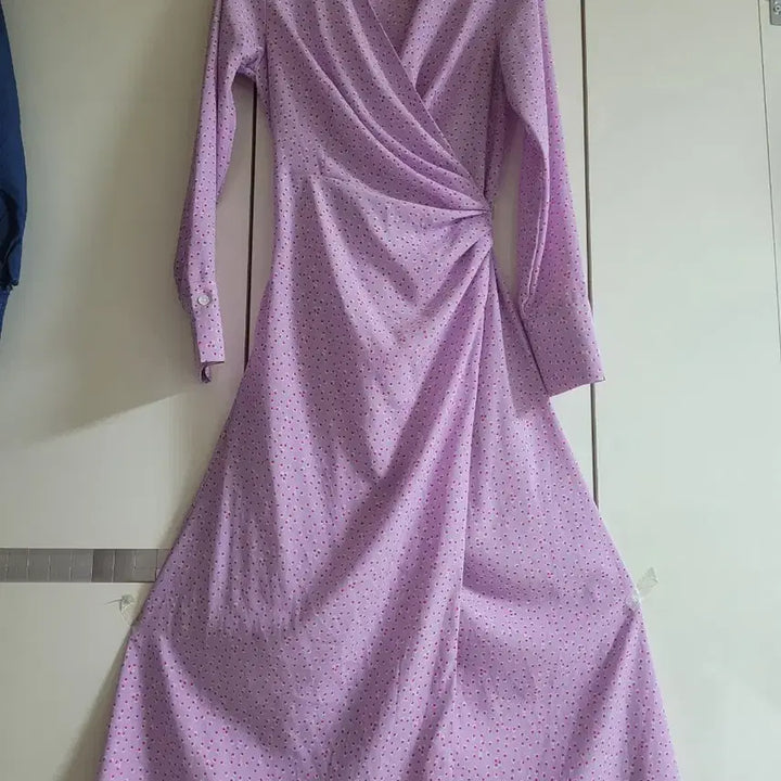 [BUNJANG] Sand Limited Lavender Dot Long Wrap Dress / Sand Limited 롱 랩 원피스 라벤더 새옷