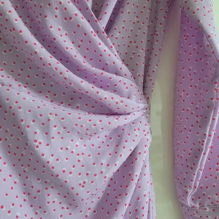 [BUNJANG] Sand Limited Lavender Dot Long Wrap Dress / Sand Limited 롱 랩 원피스 라벤더 새옷