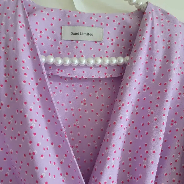 [BUNJANG] Sand Limited Lavender Dot Long Wrap Dress / Sand Limited 롱 랩 원피스 라벤더 새옷