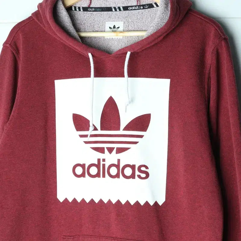 [BUNJANG] Adidas Burgundy Hooded Sweatshirt / (M) 아디다스 후드티셔츠 버건디 불꽃 에이징 사용감-1757D
