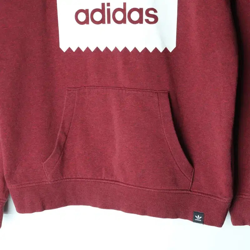 [BUNJANG] Adidas Burgundy Hooded Sweatshirt / (M) 아디다스 후드티셔츠 버건디 불꽃 에이징 사용감-1757D
